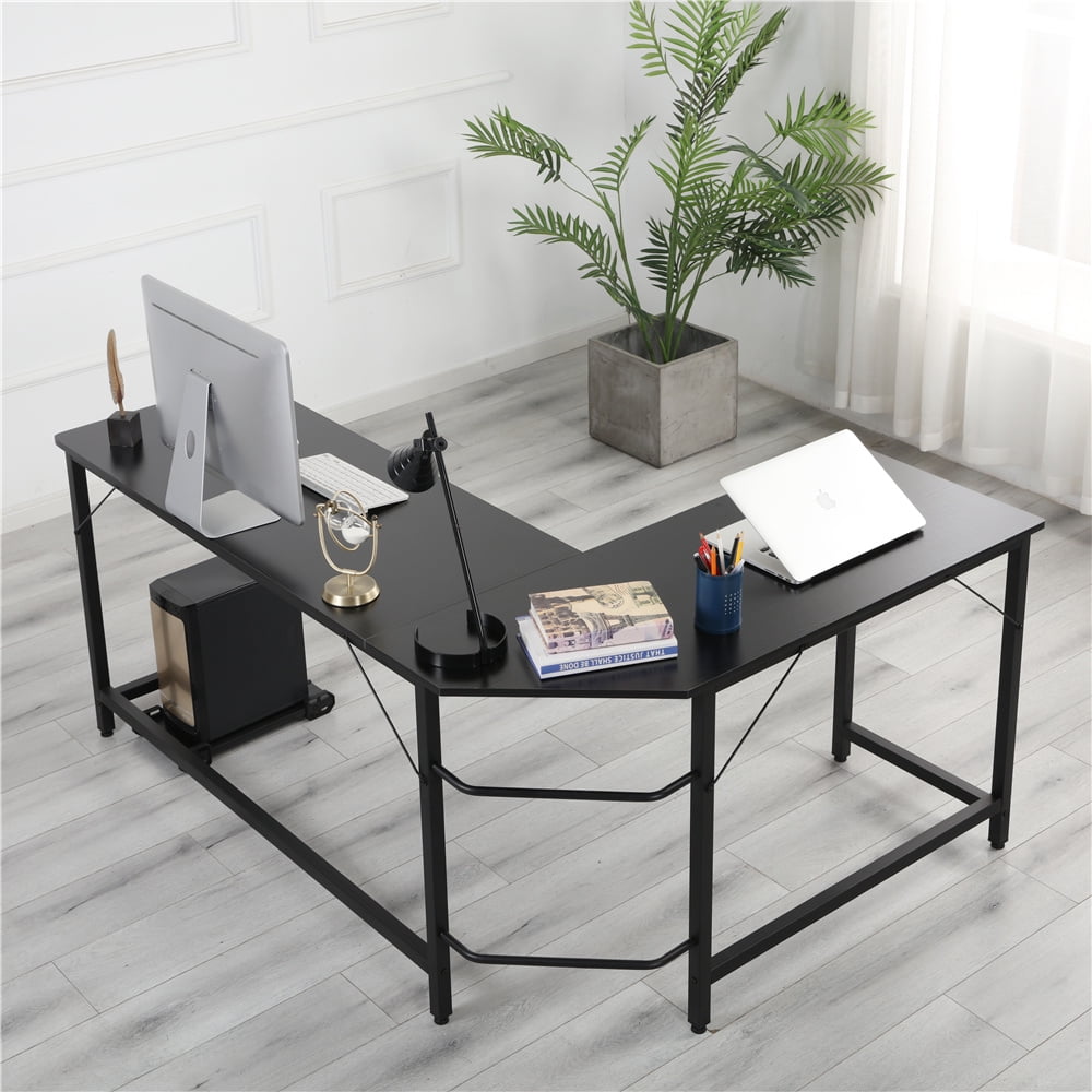 Writing Desk on Clearance, L Shaped Modern Wooden Computer Table with