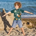 thumbnail image 3 of FORMRS Boys Rash Guard Short Sleeves Swim Shirt Quick Dry UPF 50+ Sun Protection, Sizes 3-12T, Floral Orange Pattern, 3 of 6