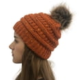 thumbnail image 2 of MIASHUI Winter Colorful Pom Pom Knit Solid Color Slouchy Beanie with Ball Warm Lined Cap Orange, 2 of 3