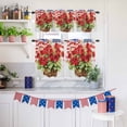 thumbnail image 6 of 4th of July Kitchen Curtains Valances 3 Piece Set, Begonia Flower Rod Pocket Tier Curtain and Valance Drapes for Small Window 36 Inch Length for Bedroom Cafe, 6 of 9
