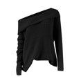 thumbnail image 4 of NMMUED Sweaters for Women Off the Shoulder Sweater Cable Knit Sweater Women Pullover Sweaters for Women Crochet Sweaters for Women, Black L, 4 of 6