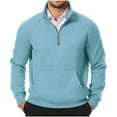 thumbnail image 2 of LODIENY Mens Outdoor Athletic Sweatshirts Casual Sherpa Fleece Lined Thick Warm Long Sleeve 1/4 Zip up Stand Collar Pullover Tops Loose Fit Comfy Workout Tees Shirt with Pockets Light Blue XXL, 2 of 9