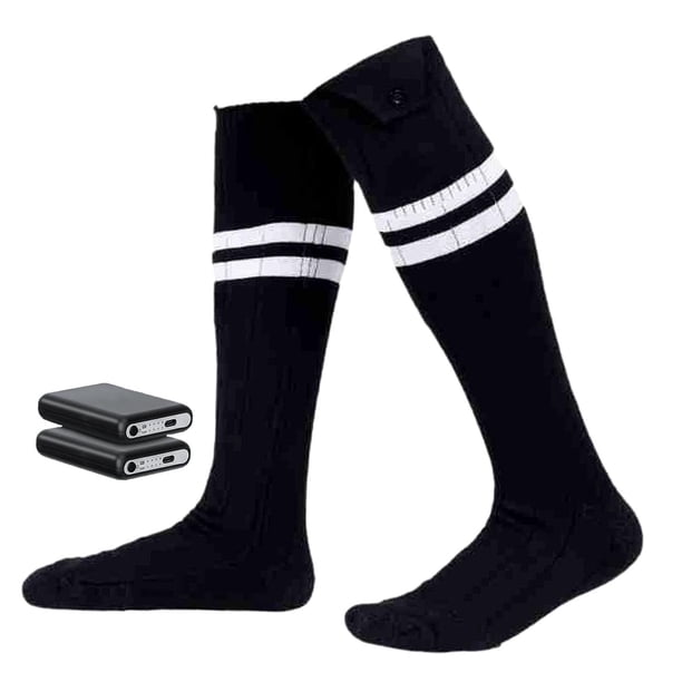 Calcetines calefactables Calcetines de invierno Calcetines largos de tubo lavables Calcetines calefactores cómodos para Raya blanca y negra