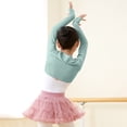 thumbnail image 3 of Kiijoy Girls Ballet Wrap Top Cardigan Dance Sweater Lightweight Capelet Coat, Green, 12-13 Years, 3 of 4