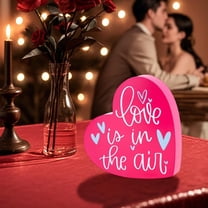 Heart-shaped Wooden Decoration, Romantic Valentine’s Day and Wedding Party Ornament, Rustic Tabletop Decor for Dining Room Mantel and Living Room Shelf, 6.2*0.7*5.9in, C