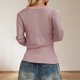 thumbnail image 4 of MHFRRA Camiseta de Manga Larga con Botones para Mujer, Blusa Holgada Informal, Estilo Sexy, Estilo Urbano Rosa, 4 of 5