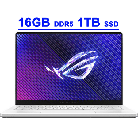 ASUS ROG Zephyrus G14 Premium Gaming Laptop 14" QHD OLED 120Hz (100% DCI-P3) AMD 8-core Zen 4 Ryzen 9 8945HS 16GB DDR5 1TB SSD GeForce RTX 4060 8GB Graphic Backlit USB4 Win11 White