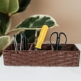 thumbnail image 5 of Storage Box Imitation Rattan Organizing Basket Woven Sundries Baskets for Shelves 3-compartment Dressing Table Plastic Metal, 5 of 6