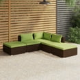 thumbnail image 5 of vidaXL 5 Piece Patio Lounge Set with Cushions Poly Rattan Brown, 5 of 9