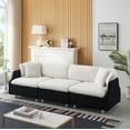 thumbnail image 4 of Sectional Sofa for Living Room,95.3 " Sofa Couch with Teddy Fabric,3 Seat Sofa Set with Two Throw Pillows for Apartment,Black&white, 4 of 7
