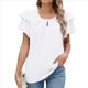 thumbnail image 1 of Blusas de Verano para Mujer, con Volantes, Corta, Cuello Redondo, Informales, Plisadas Al Frente, Básicas. L, 1 of 9