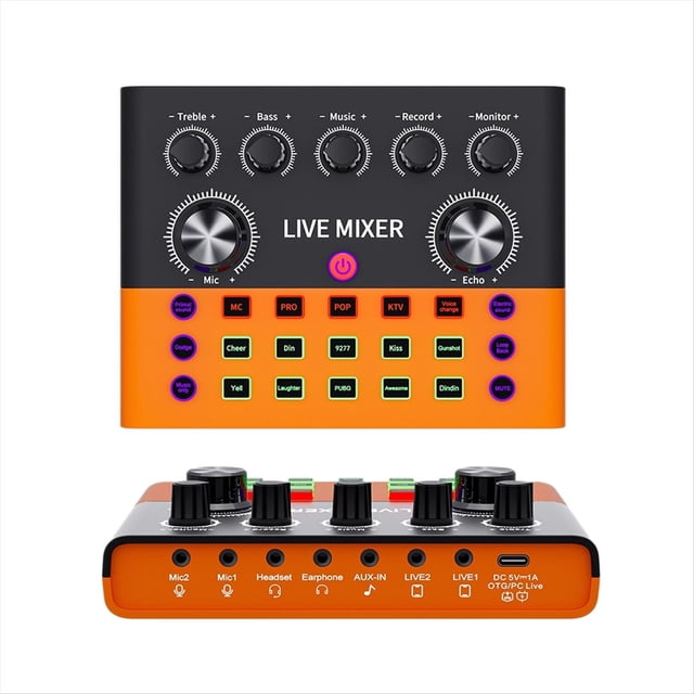 Tarjeta de Sonido Profesional, Mezclador de Sonido en , Transmisión en , Podcast, Equipo de Estudio de Grabación, Cambiador de Voz.