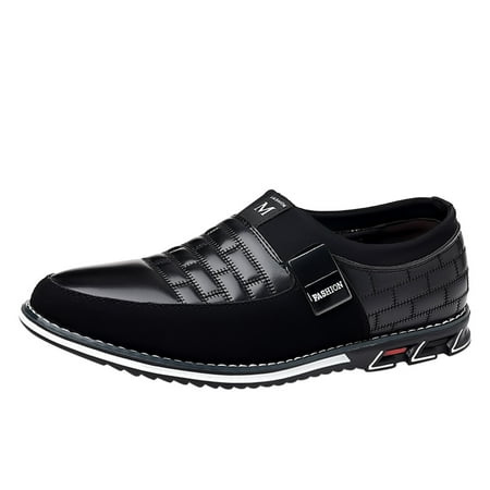 HSMQHJWE Black Suede Loafers Men Leather Slip On Shoes For Men Casual Fashion Style Men S Breathable Comfortable Business Slip On Work Leisure Solid Color Leather Shoes Mens Walking Shoes Size 10