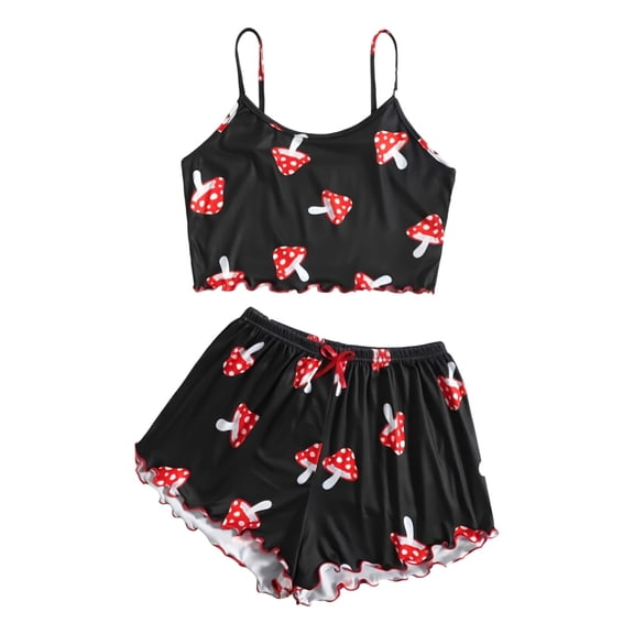 BOOMNY Womens Pajamas Set Sleeveless Pjs Crop Tops Shorts Sleepwewar Pyjamas Graphic Soft Cozy Homewear Loungewear Sets