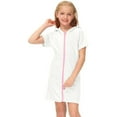 thumbnail image 4 of SXcggal Girl's Swimsuit Zip Up Terrys Cover Up Hooded Bathrobe With Pockets Short Sleeve Bathing Suit Beach Dress Coverups Beautiful Casual Breathable Girls Swimwear, 4 of 7