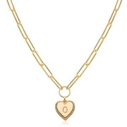 Mevecco 18K Gold Plated Handmade Personalized Alphabet Letter Heart Love Choker Pendant Necklace for Women Gift
