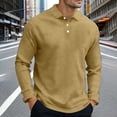 thumbnail image 5 of Men's Button Down Long Sleeve Shirt Turndown Collar Pullover Cotton Polyester Spandex Blend Solid Color Casual Top For Daily Office Work | Zenithor,Khaki S, 5 of 7