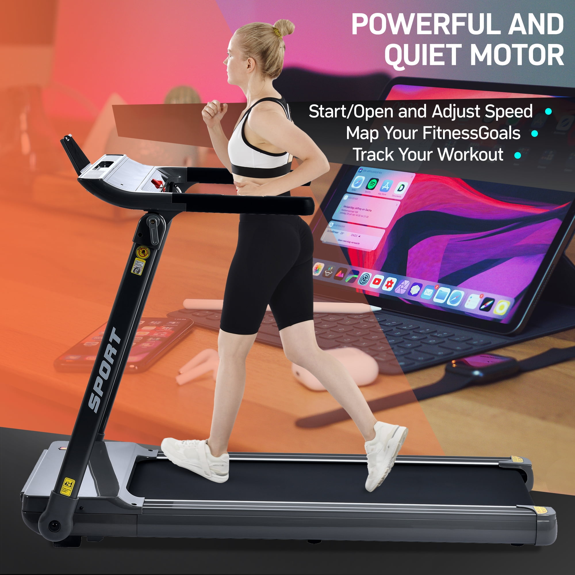 Zechuan Treadmill with 330lb Capacity 3.5 Hp. Folding Treadmill for Home and Office Workout