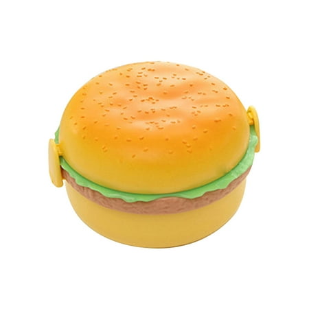 

STEADY Quality Lovely Creative Burger Bento Box Hamburger Lunchbox Children s Cutlery Lunchbox Round - Yellow