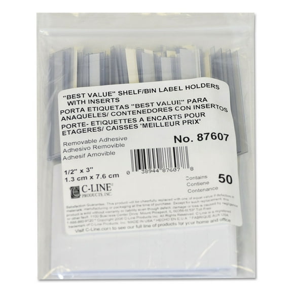 C-Line Self-Adhesive Label Holders, Top Load, 1/2 x 3, Clear, 50/Pack