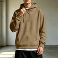 thumbnail image 2 of Hearthz Mens Hoodie Dropp Shoulder Long Sleeve Mens Hoodie Sweatshirt Streetwear Oversized Winter Mens Sweatshirt with Pocket Khaki XXL, 2 of 6