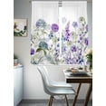thumbnail image 4 of Watercolor Flowers Sheer Curtains 63 Inch Length 2 Panels for Living Room, Spring Floral Lavender Hydrangea Botanical Voile Kitchen Curtain Set, Luxury Privacy Drapes Window Treatment for Bedroom, 4 of 7