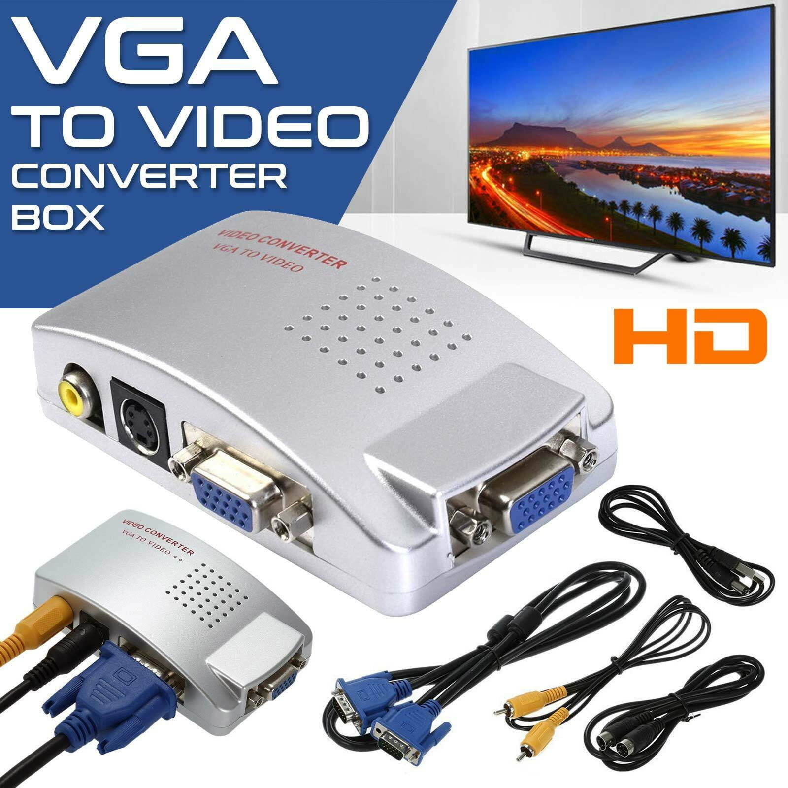 Vga To Rca Switch Box Pc To Tv Av Monitor Composite S Video Converter Adapter Walmart Com