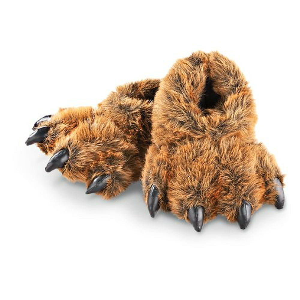 15" Furry Grizzly Bear Slippers