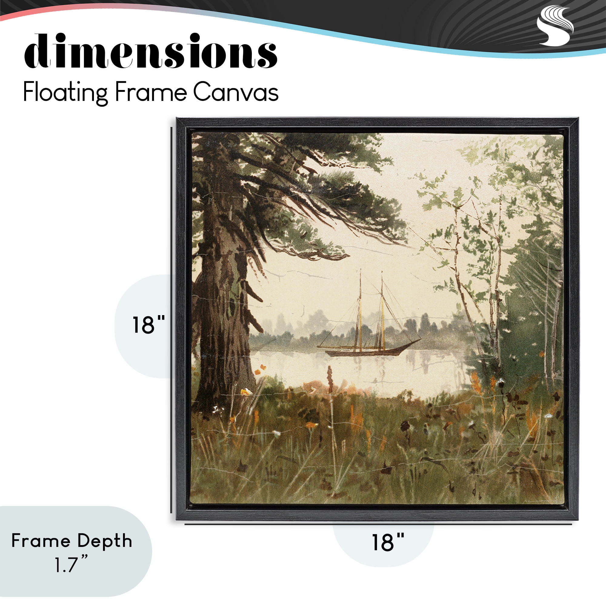 Stupell Industries Boating View Through Trees Black Framed Floater Canvas Wall Art, design by Lula Bijoux & co.