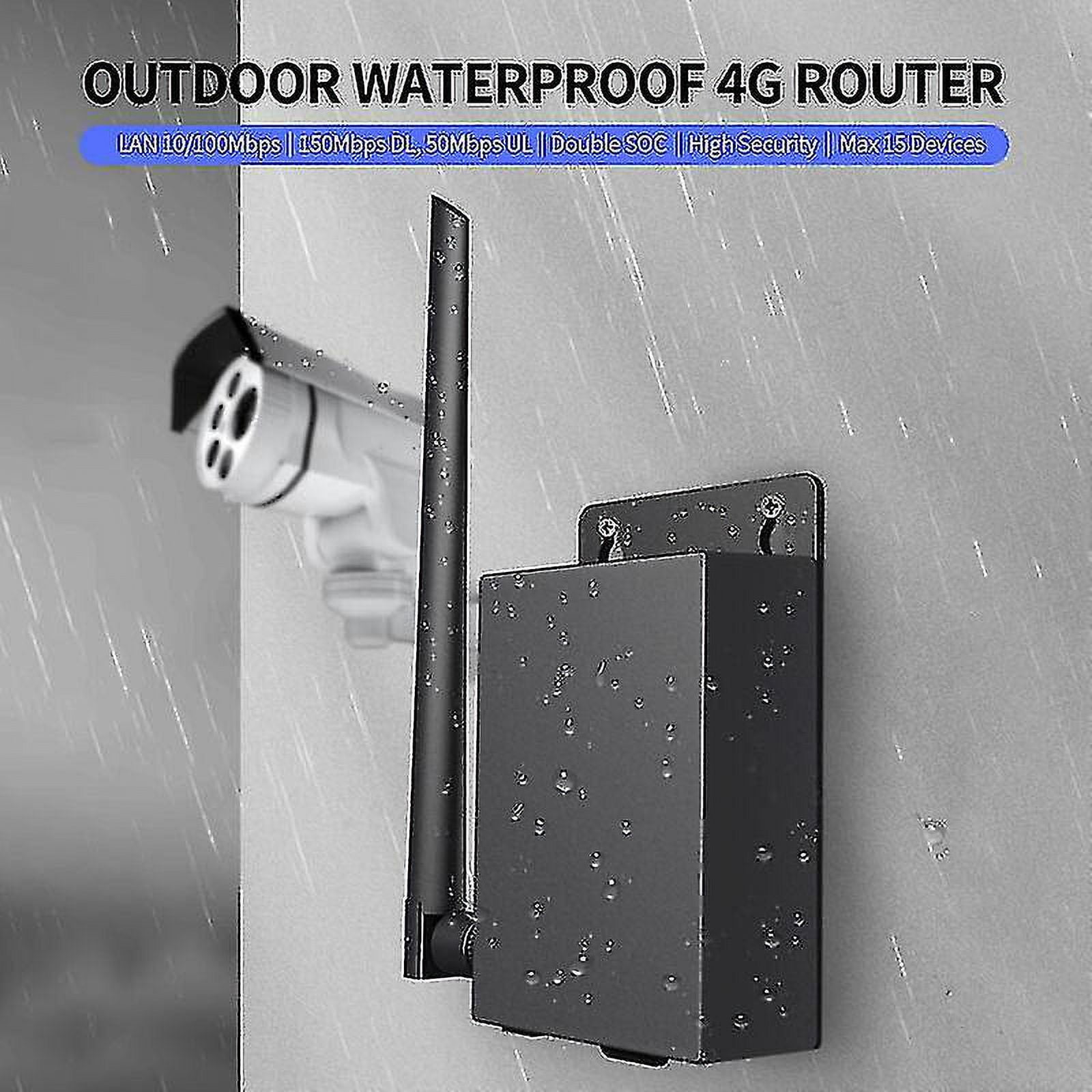 Waterproof Outdoor 4g Router With Sim Card Slot 5dbi Antenna Wall Router For Ipc Max 15 Devices High Security Eu Version Eu Version Black-ZZY