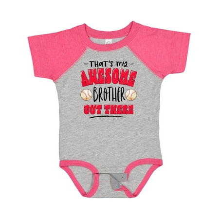 

Inktastic That s My Awesome Brother out There with Baseballs Gift Baby Boy or Baby Girl Bodysuit
