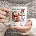 thumbnail image 4 of Personalized Coffee Mug Because Someone We Love Is In Heaven, Customized Mom Dad Family Member Friend Lantern With Red Bird Novelty Cup, Gift For Family On Birthday, Christmas, Ceramic, 4 of 7