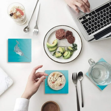 

ZHANZZK Whale Set of 8 Coaster for Drinks Absorbent Ceramic Stone Coasters Cup Mat with Cork Base for Home Kitchen Room Coffee Table Bar Decor