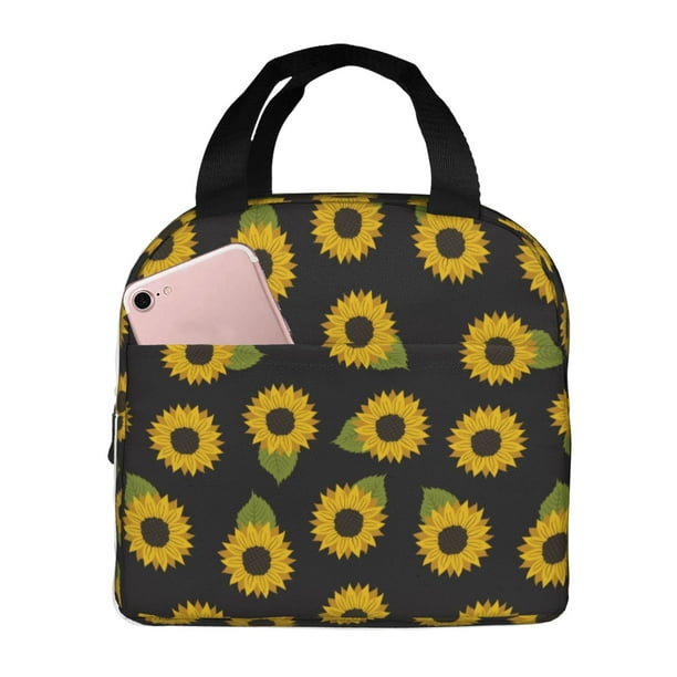 Easygdp Sunflowers Bolsa Térmica Premium - Tela Oxford Impermeable, Gran Capacidad, Bolsillo Frontal, Unisex para Trabajo, Escuela, Actividades al Aire Libre y Picnics