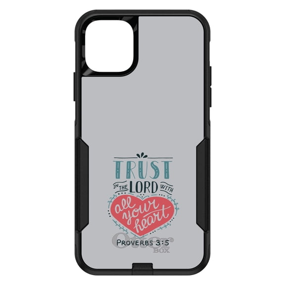 DistinctInk OtterBox Commuter Custom Case for Apple iPhone 15 (6.1" Screen) - Trust In The Lord All Your Heart - Shockproof Protection