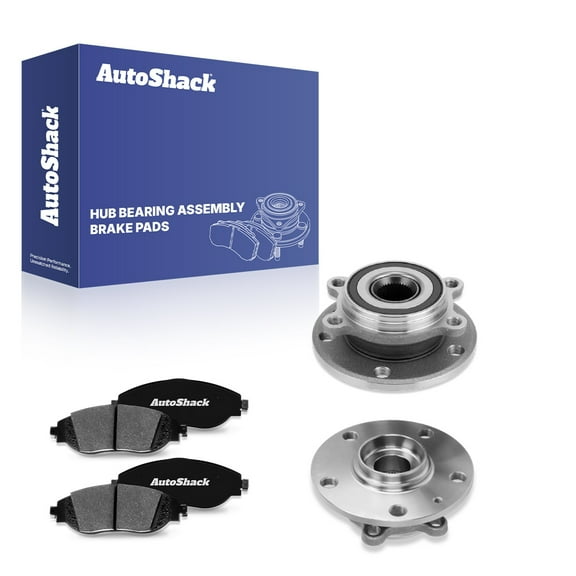 AutoShack Front Ceramic Brake Pads Wheel Hub Bearing Assemblies with ABS | Replacement for 2013-2016 Volkswagen CC | 6-PC