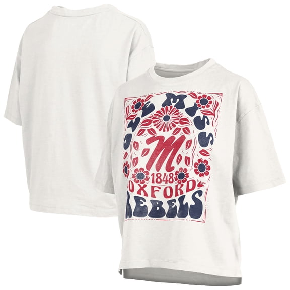 Women's Pressbox White Ole Miss Rebels Harmony Oversized Slub T-Shirt