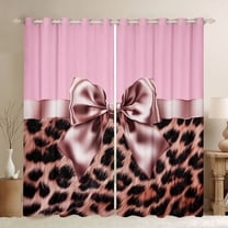 Feelyou Bowknot Curtains Pack of 2 (42x84 Each), Cheetah Print Animal Curtains Blackout