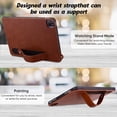 thumbnail image 4 of Slim Case for Apple iPad Pro 13 Inch M4 2024, PU Leather Lightweight Hand Strap Stand Feature Drop Protection Back Cover for iPad Pro 13" 2024, Brown, 4 of 7