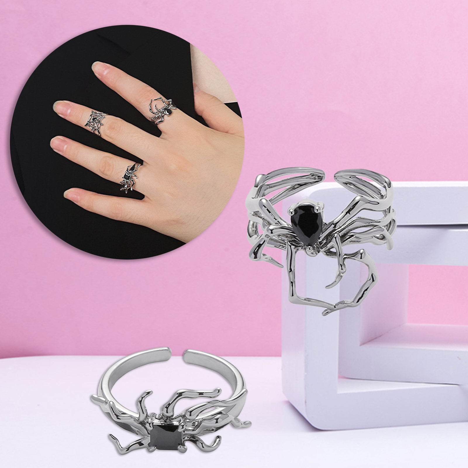 LOVE SPELL- Coffin Cut Moissanite Spider Web Gothic Wedding Ring Set from  Black Diamonds New York
