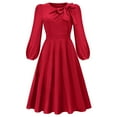 thumbnail image 4 of Dresses For Women 2024 Casual Solid Color Long Sleeve Bow Vintage Dress Flowy Dresses, 4 of 8