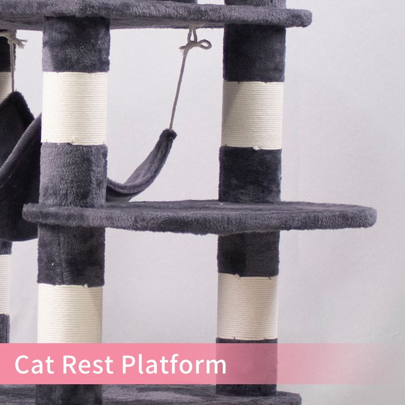 Cat Tree 67 Inch Multi-Level Large Tall Cat Tower with 3 Plush Top Perches,4 Sisal Scratching Post Cat Condo Play House Kitty Activity Center