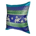 thumbnail image 5 of Royal Blue Thai Elephant Sun Stripes Silk Throw Pillow Cushion Cover Set, 5 of 6