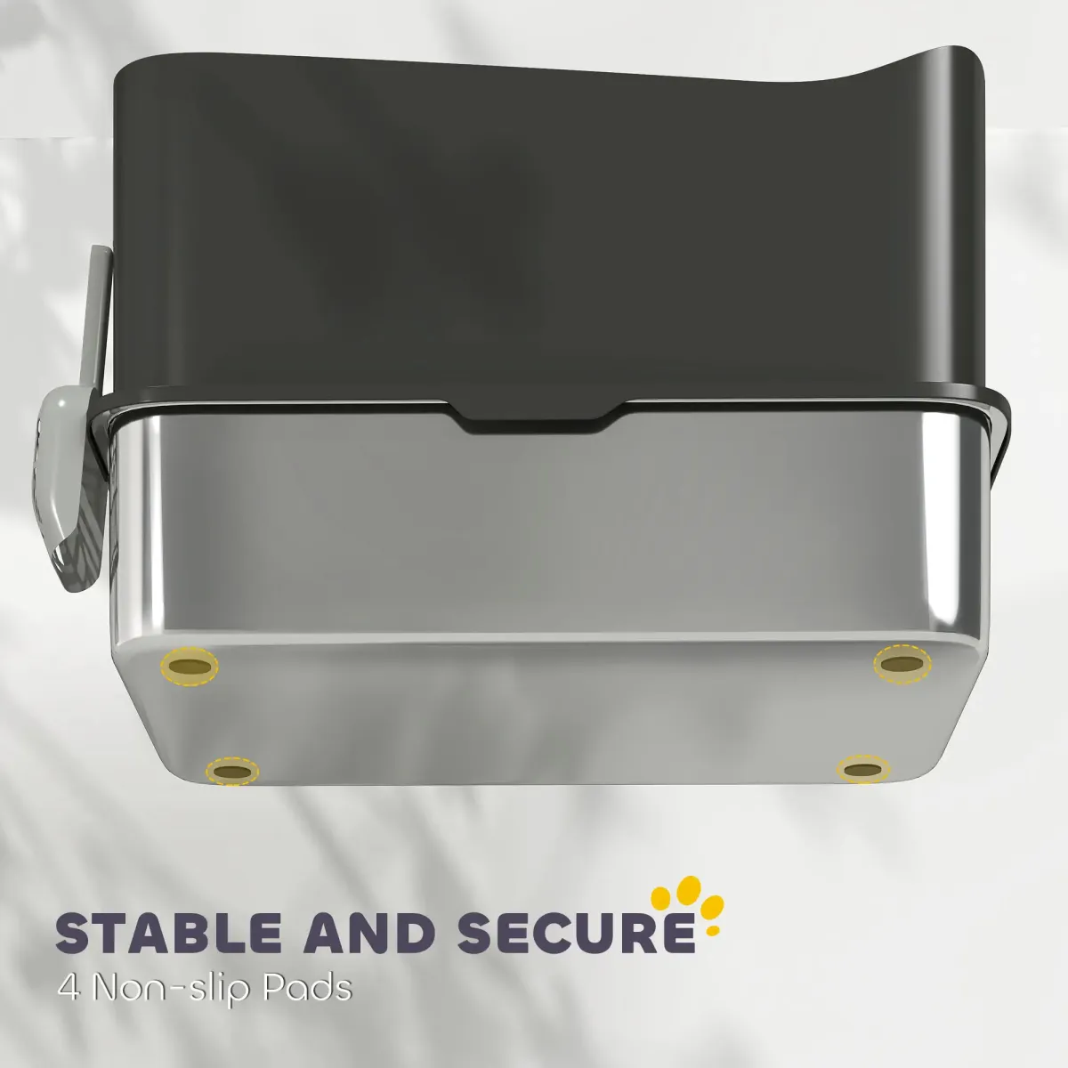 23.6" Enclosed Top Entry Stainless Steel Cat Litter Box - 17.2 Gallon, 20 lbs Capacity, Non-Slip Pads, Odor Control & Easy Clean Tray + Scoop (23.6"Lx15.7"Wx15"H)