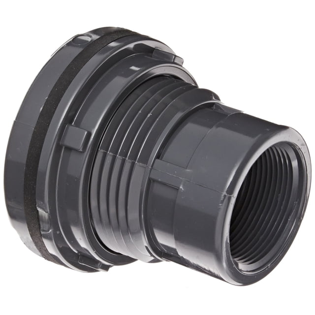 Spears 8171 Series PVC Bulkhead Tank Adapter, Schedule 80, Gray, 1" Socket x NPT Female