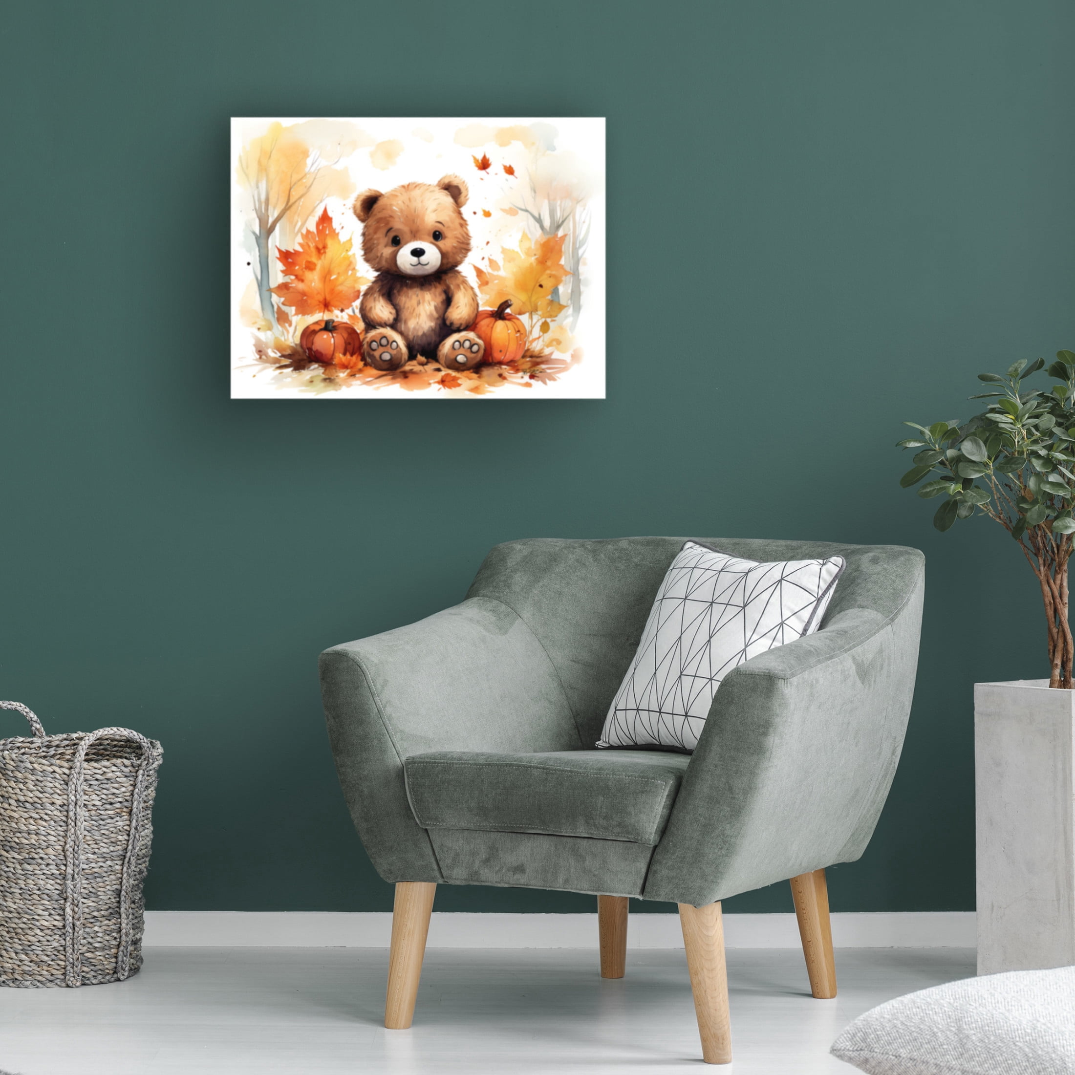 Canvas Wall Art - Momart 'Cub in the Autumn Forest' Wall Art for Living Room, Bedroom, or Office Décor by Trademark Fine Art - 19 x 14 Inches