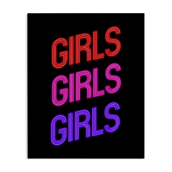 Stupell Industries Eclectic Vivid Neon Girls Sign Canvas Art, 16 x 20, by House of Lulu