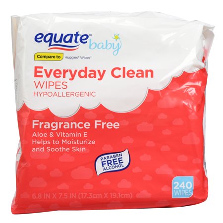 Equate Baby Everyday Clean Fragrance Free Wipes, 240 Ct