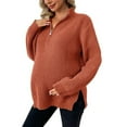 thumbnail image 4 of Annhoo Women's Maternity Ribbed Knit Shirts Quarter Zipper Drop Shoulder Sweater Long Sleeve Pregnancy Tops Comfy Blouses, 4 of 6