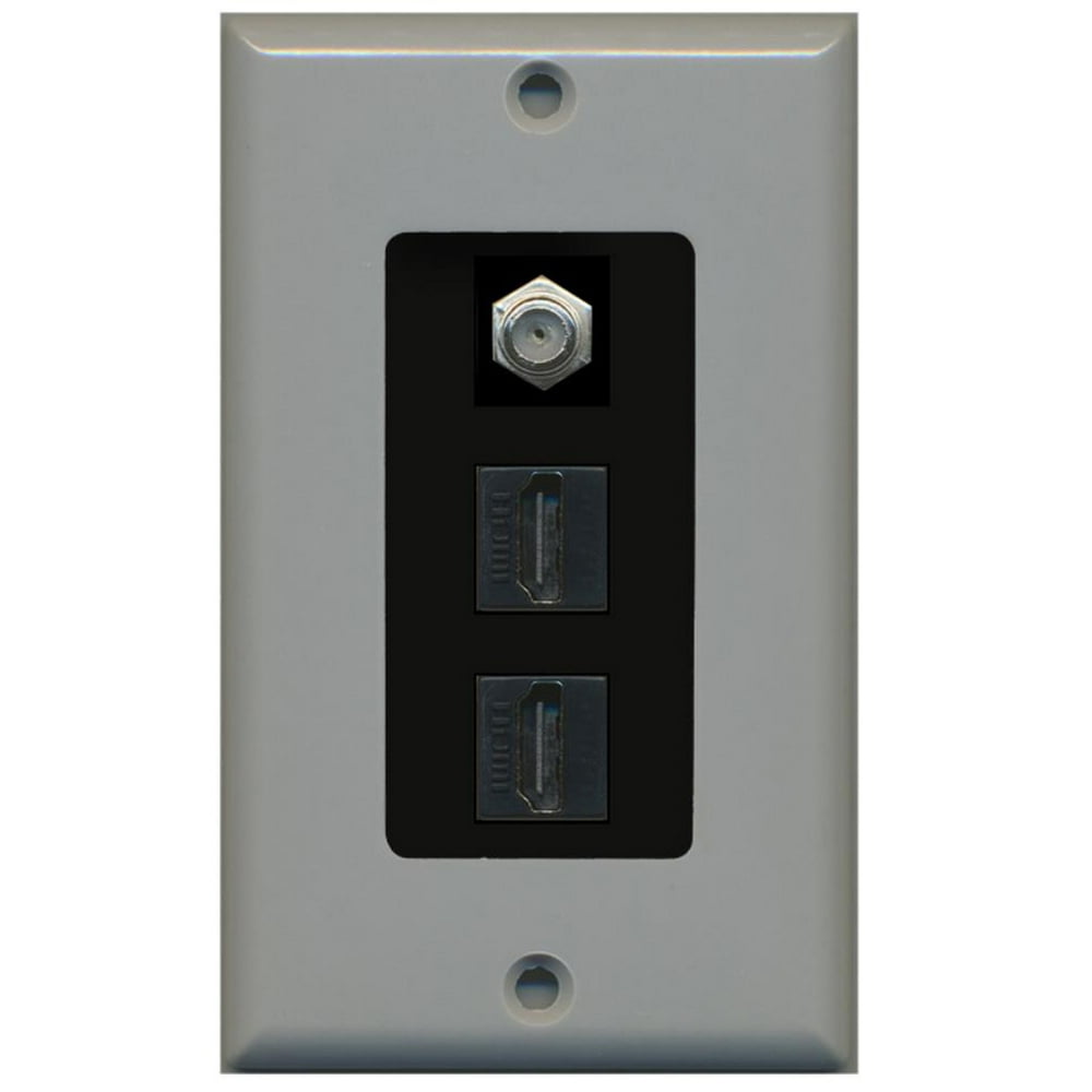 RiteAV 2 Port HDMI 1 Coax Cable TV FType Decorative Wall Plate